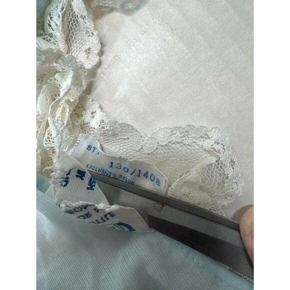 Miss Siren Blue Nylon Ivory Lace Sleeveless Peignoir Nightgown Womens Sz Medium - Picture 7 of 7